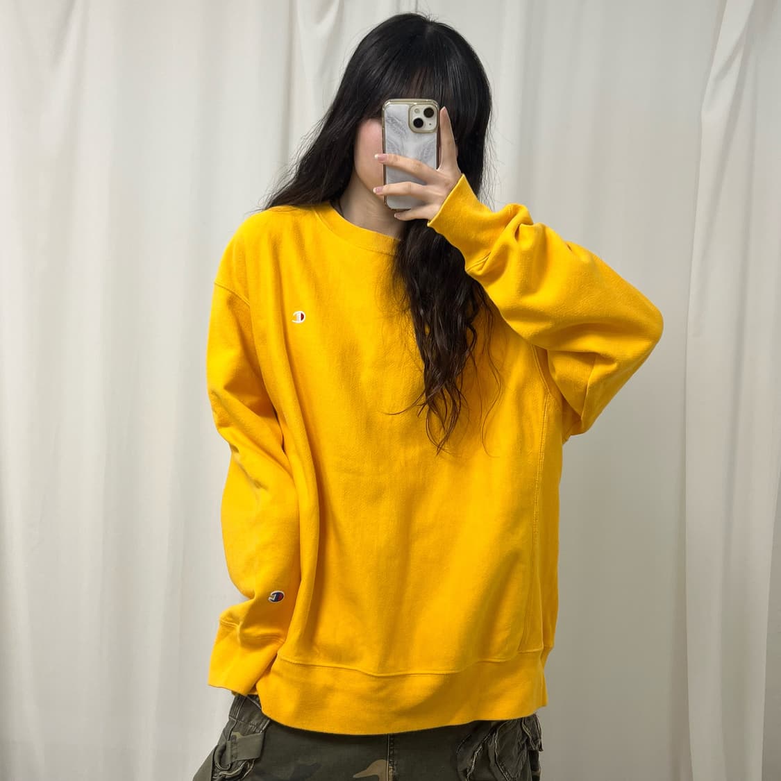 Champion reverse weave yellow sweatshirt 상품이미지2