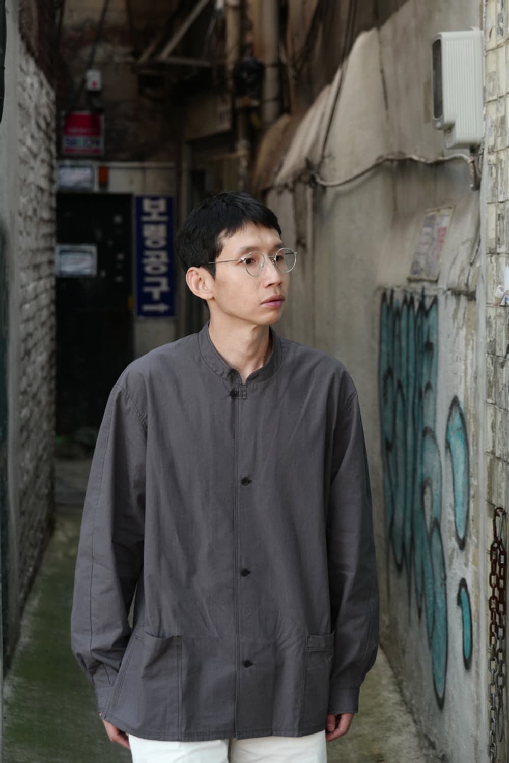 THE HINOKI 더 히노키 스탠드 차이나 밴드 만다린 카라 셔츠 자켓 상품이미지1