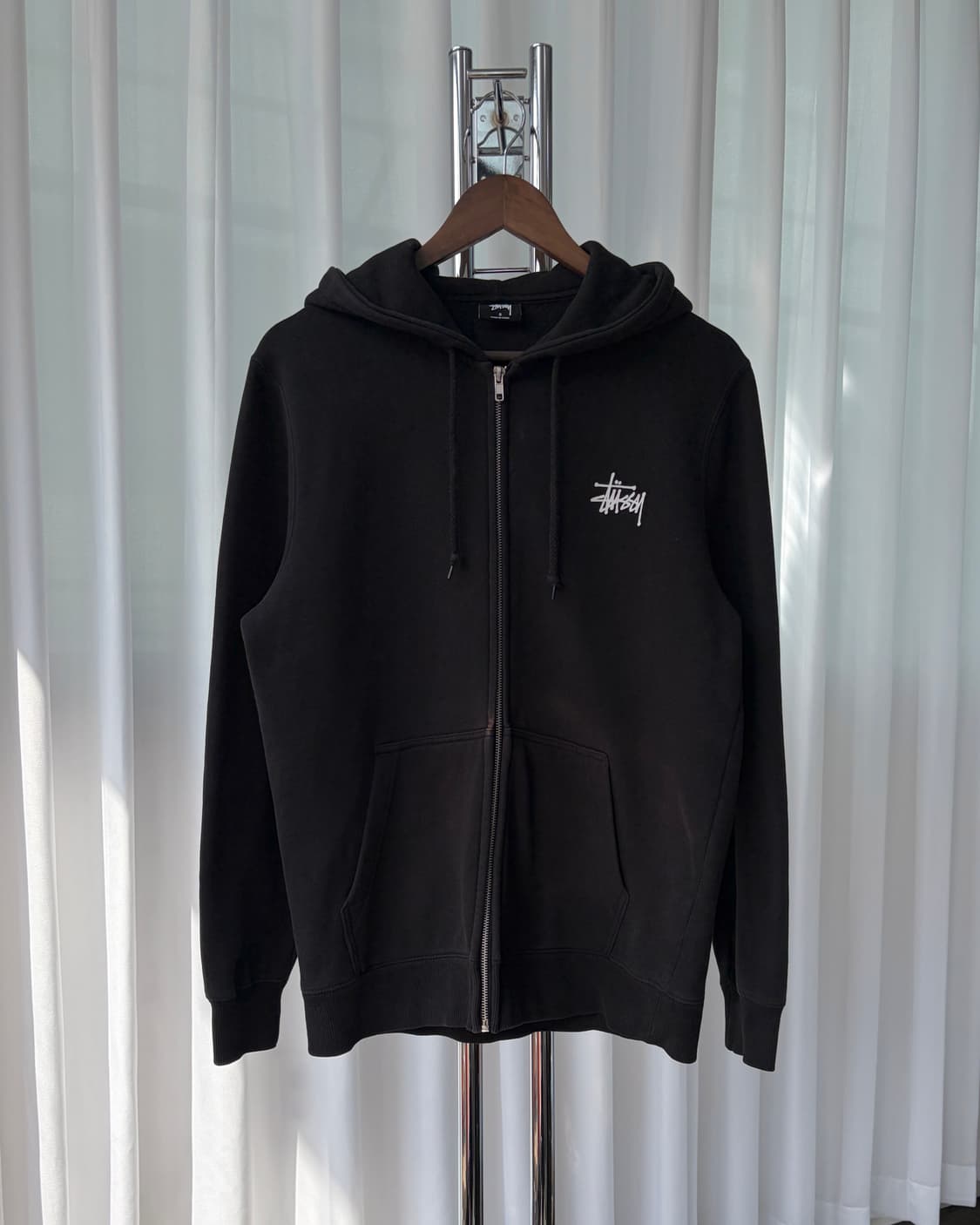 [S]스투시 베이직 기모 후드 집업 black 상품이미지4