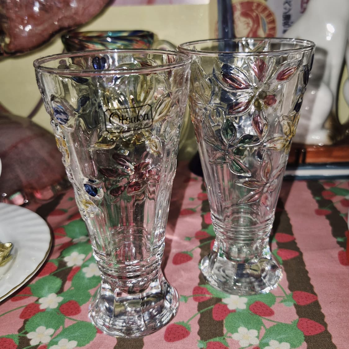 80s 오츠카 컬러 플로랄 다각 파르페 잔 1p 상품이미지9