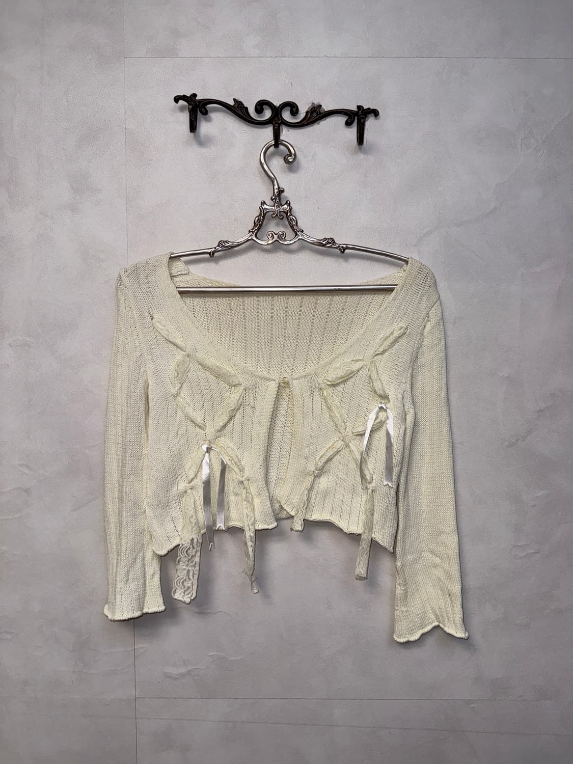 Ivory ribbon crop cardigan  상품이미지1