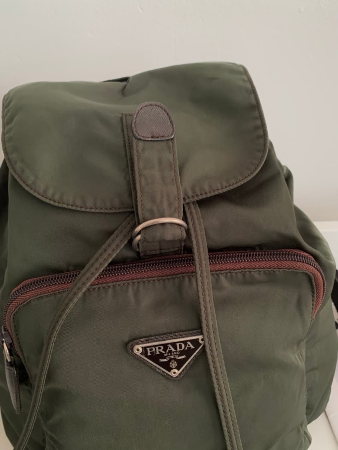 빈티지 프라다 포코노 백팩 카키 상품이미지9