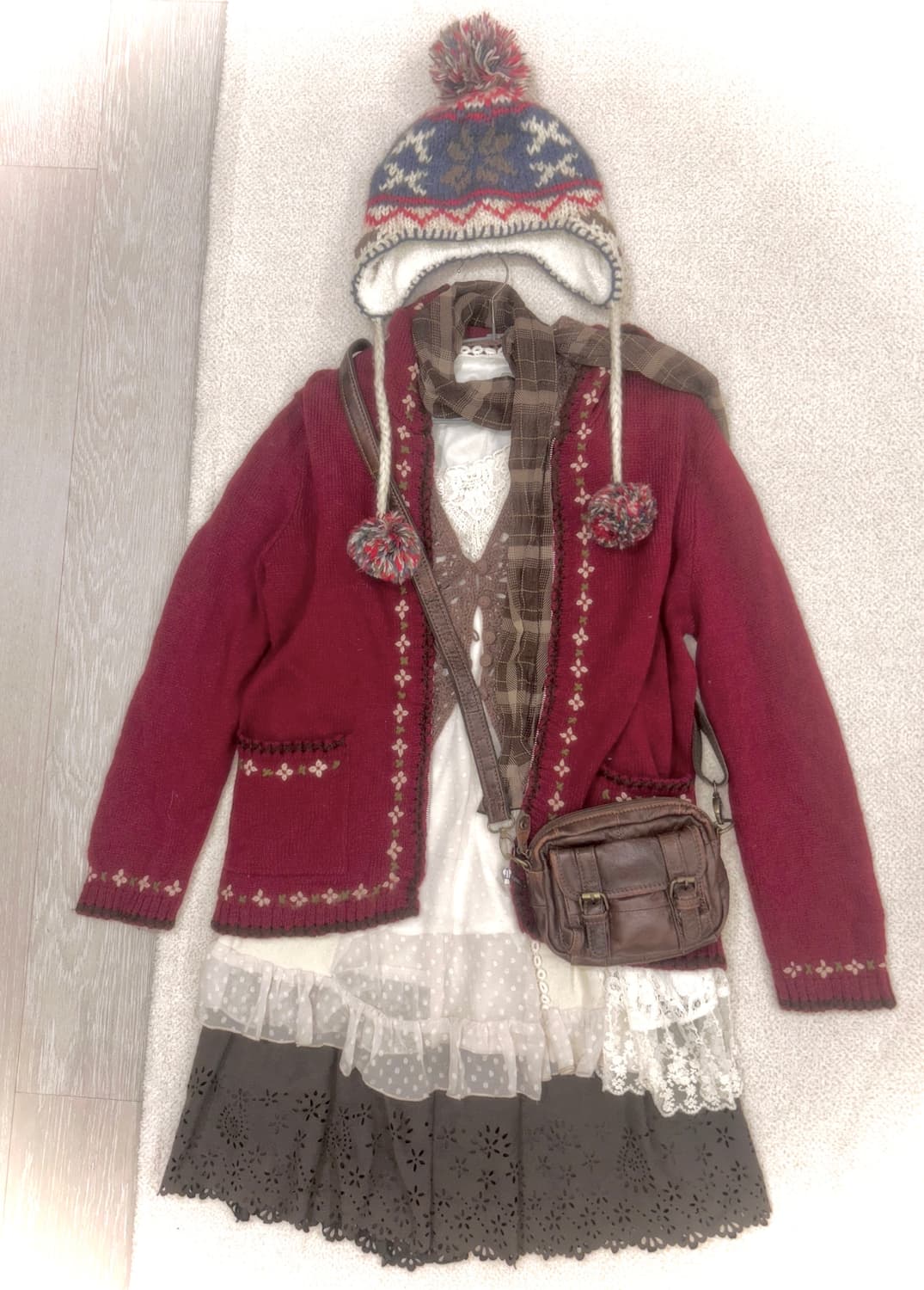 빈티지 하구미 모리 니트 후드집업 귀도리모자 니혼진 너드 코코모리 지구샵 상품이미지1