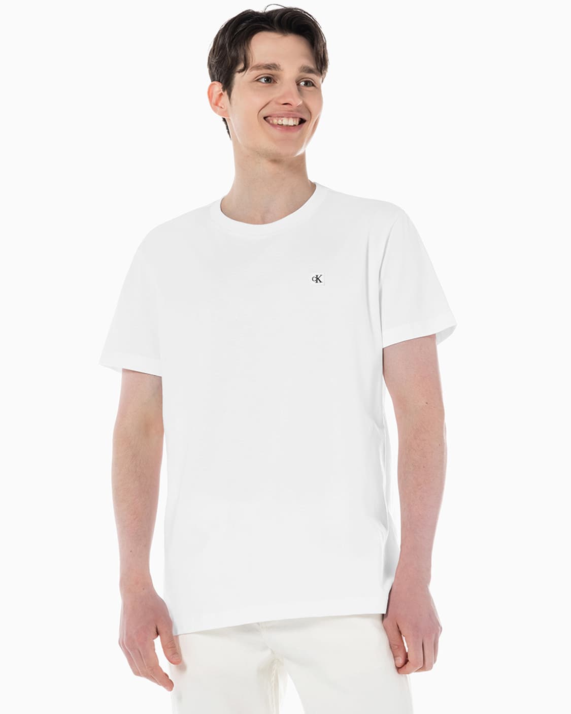 캘빈클라인 진 CK 화이트 레귤러핏 뱃지 로고 반팔 티셔츠 L 상품이미지1
