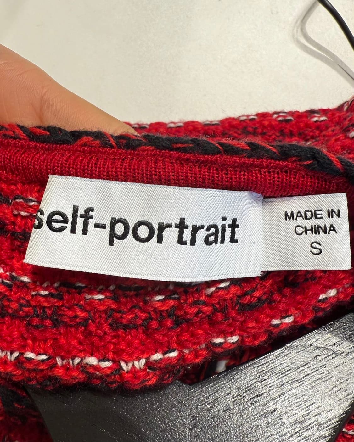셀프 포트레이트 레드 트위드 니트 크롭 가디건  상품이미지8