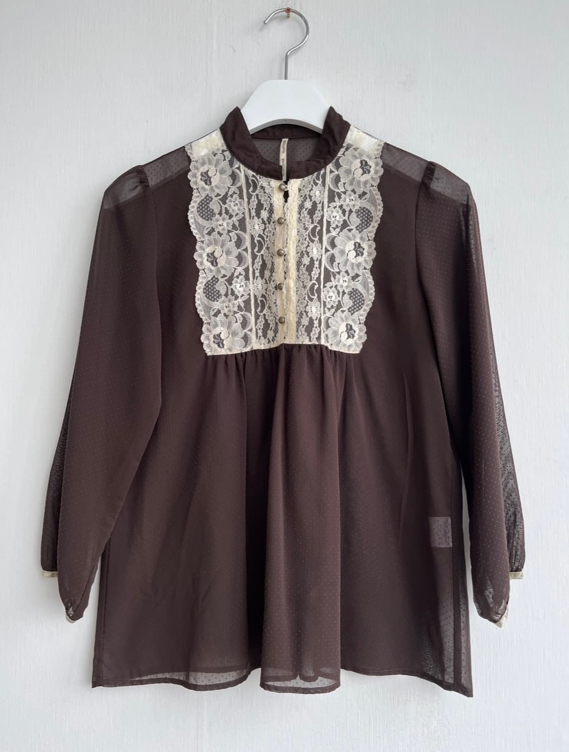 GAMINERIE 브라운 레이스 도트 블라우스 상품이미지3