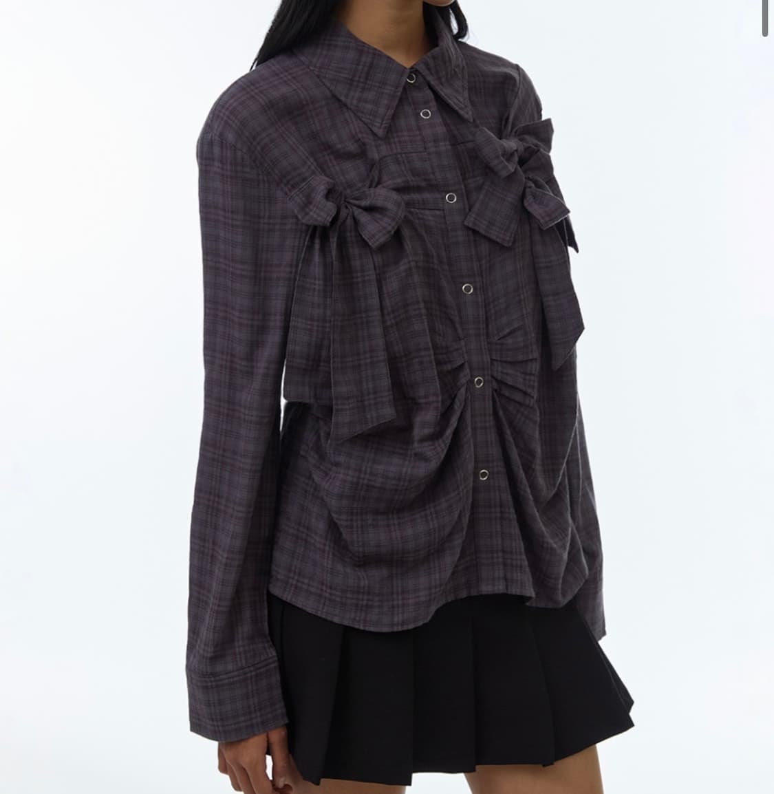 [M]밀로우먼 리본 타이 셔츠 빈티지 퍼플 상품이미지3