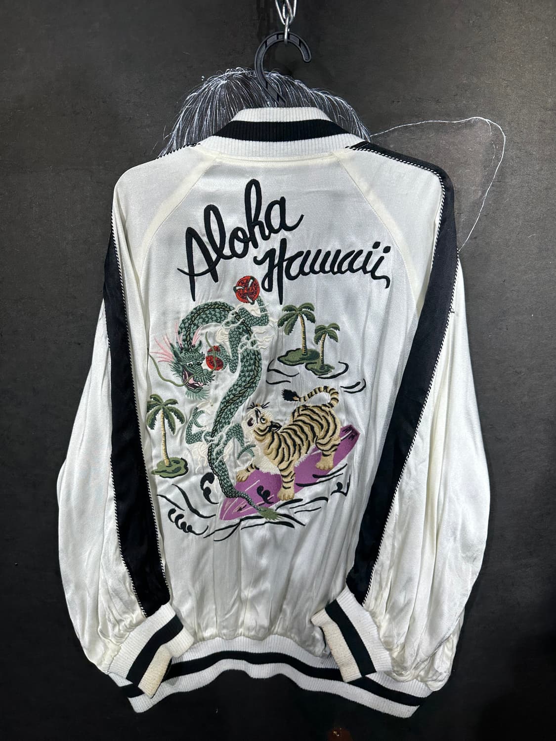 일본빈티지 대장급 화이트 호랑이 용 자수 오버핏 스카잔  L 상품이미지8