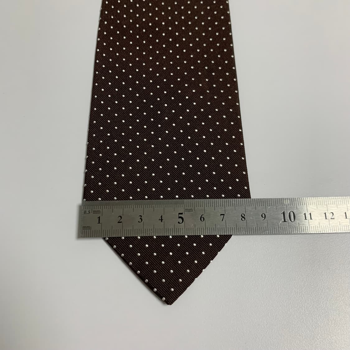 스테파노비지 x 투모로우랜드 브라운 도트 실크 넥타이 이탈리아제 최상급 상품이미지9