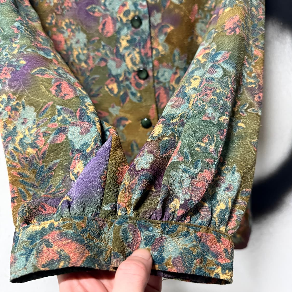 VTG 빈티지 뮤트톤 오리엔탈 패턴 논카라 버튼 자켓 상품이미지4