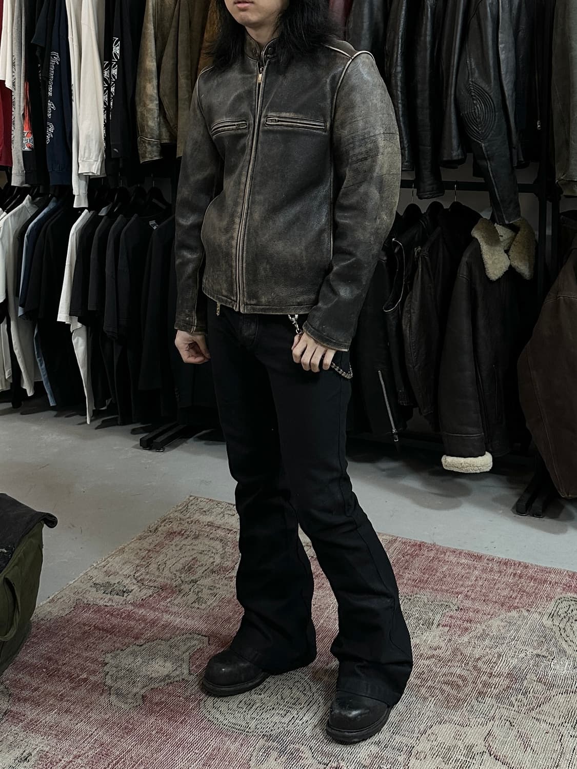 00's 디스 레더 자켓 빈티지 라이더 자켓 상품이미지3