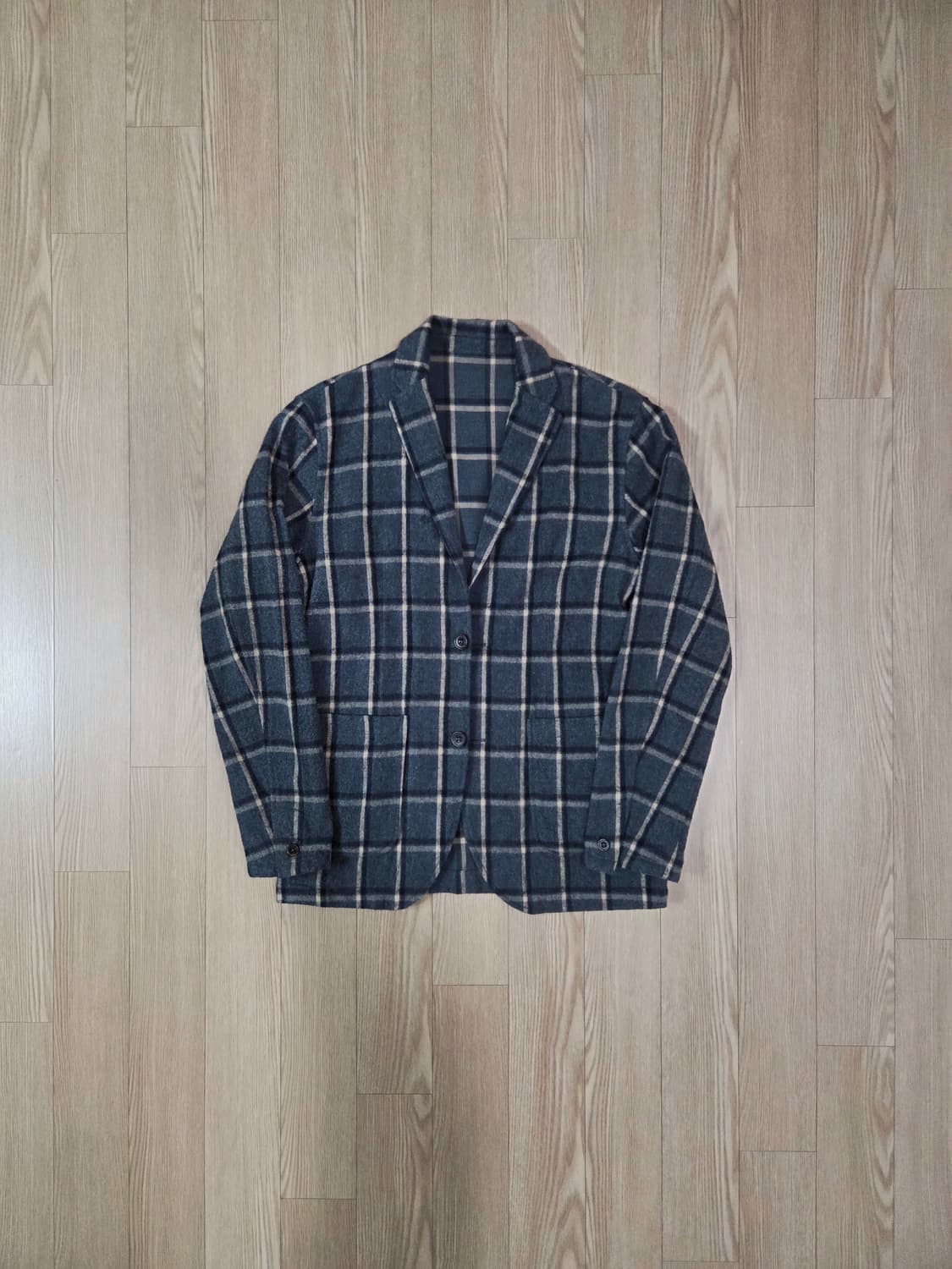 NOLLEY'S Light 차콜 그레이 플란넬 체크 블레이져 상품이미지1