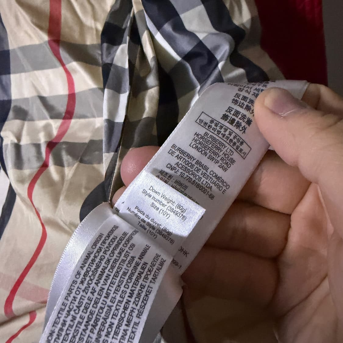 버버리 아동 패딩 점퍼 레드 (10세, 140cm) 상품이미지10