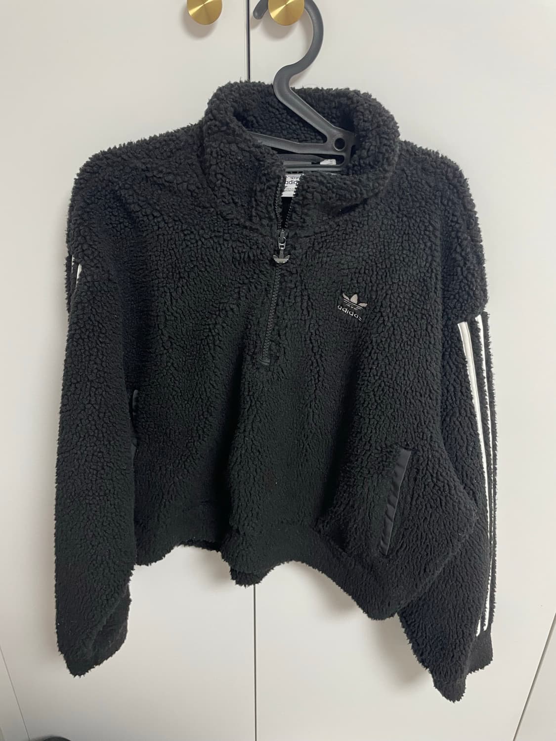 아디다스 플리스 하프집업 뽀글이 반집업 스웻셔츠 맨투맨 빈티지 블랙 상품이미지2