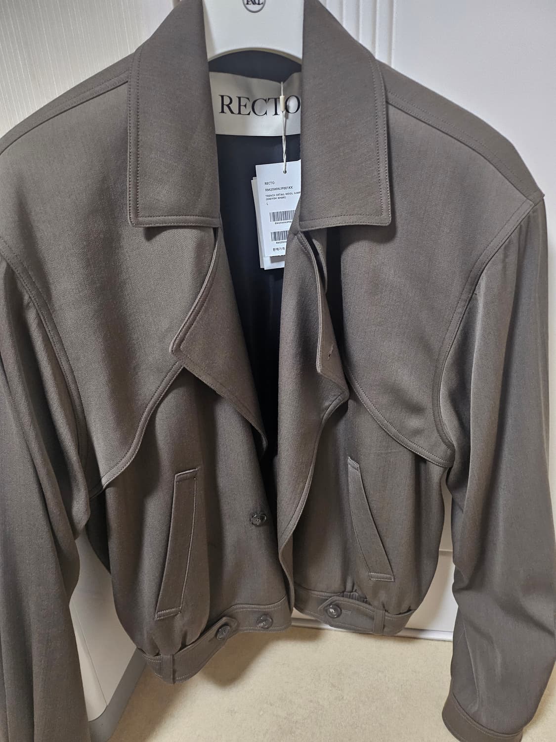 렉토 트렌치 디테일 울 점퍼 L새상품 상품이미지1