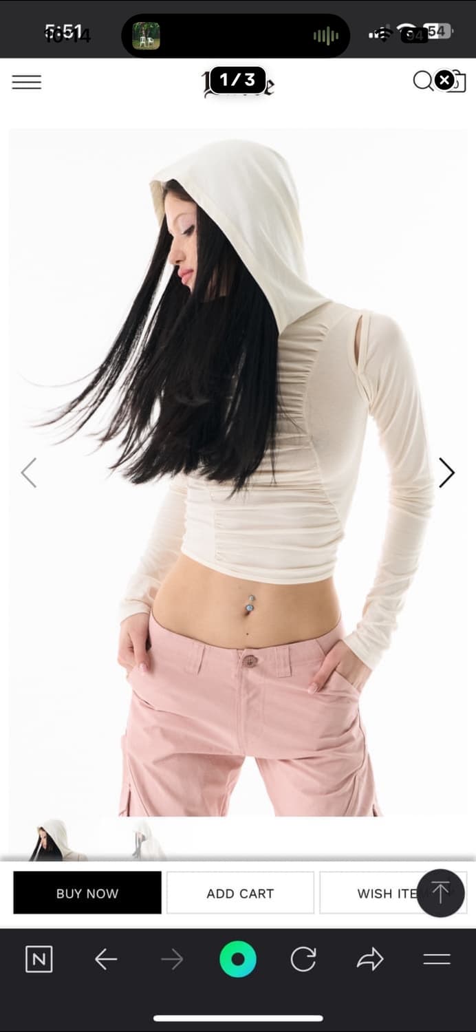 배디 컷아웃 셔링 후드 티셔츠 아이보리 상품이미지2