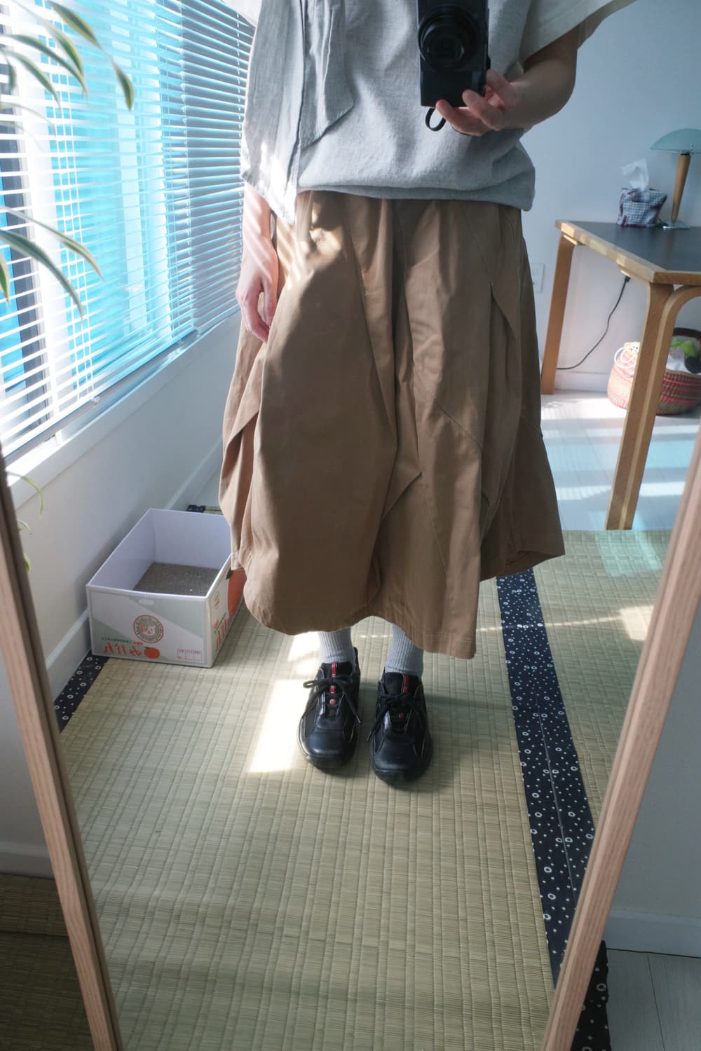 메르시보꾸 브라운 스커트 상품이미지1