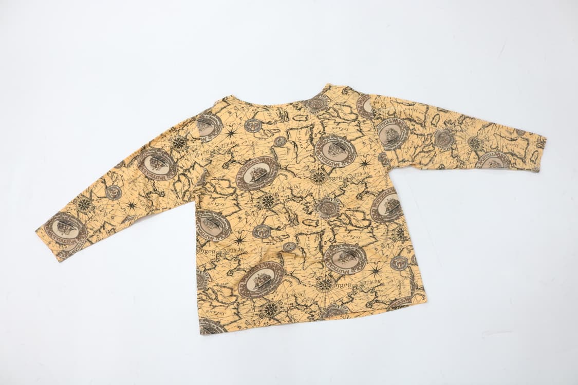 Alex Z 빈티지 노티컬 맵 그래픽 보트넥 롱슬리브 상품이미지7