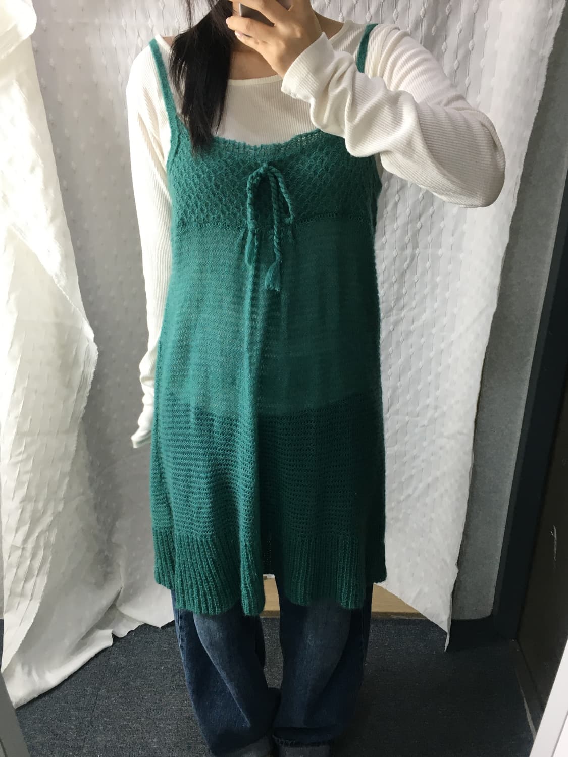 그린 니트 나시 원피스 상품이미지3