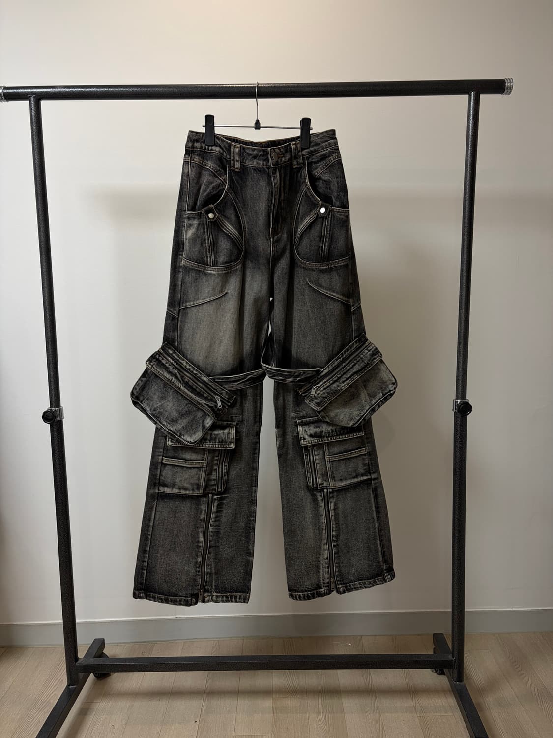 (L) Peoplestyle 빈티지 흑청 카고 워싱 데님팬츠 상품이미지2