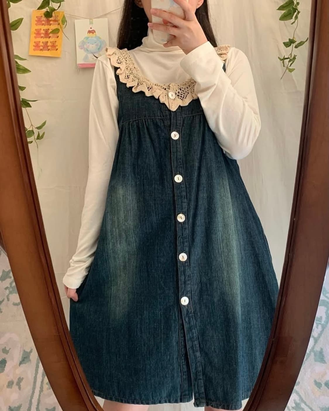 모리 크로쉐 데님 원피스 상품이미지3