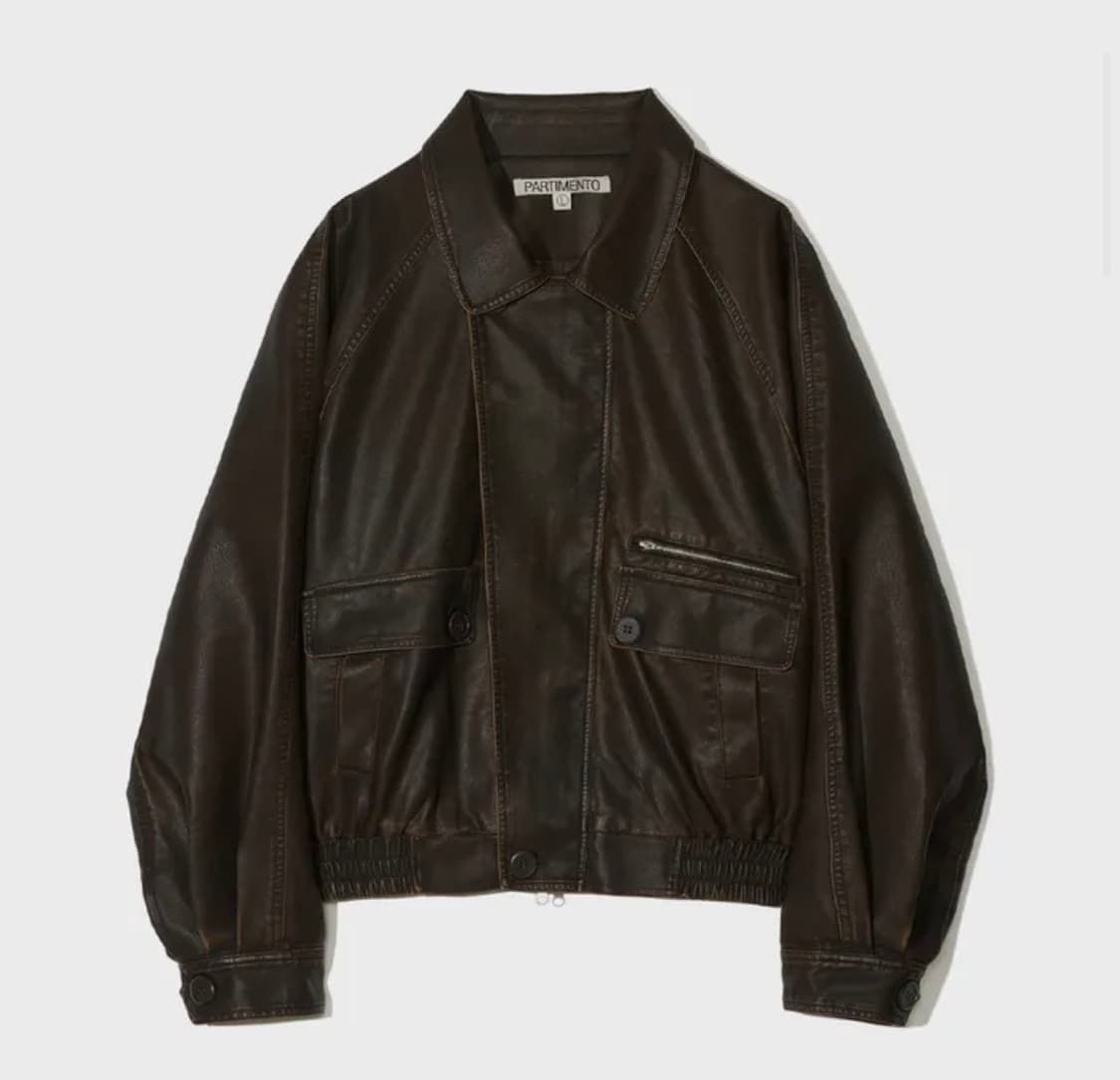 파르티멘토 워시드 레더 보머 자켓 브라운 M 상품이미지1