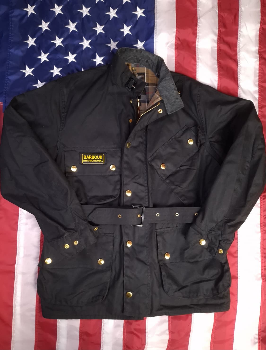 새제품 오리지날 Barbour 바버 블랙 인터내셔널 A7 왁스 자켓 상품이미지1