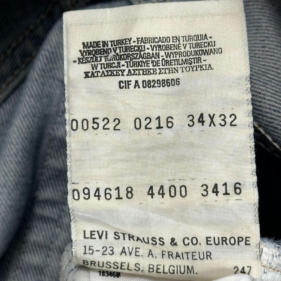 리바이스 522 오리지널 레트로 워싱 데님 팬츠 (33인치) 상품이미지8