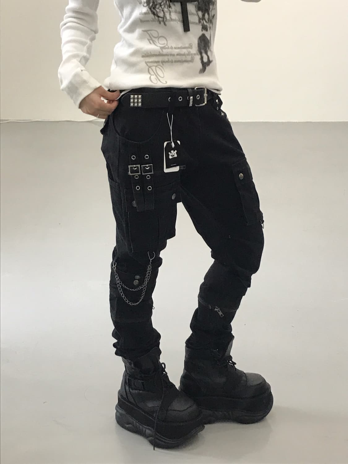 Jpn Black Y2k detail pants 상품이미지2