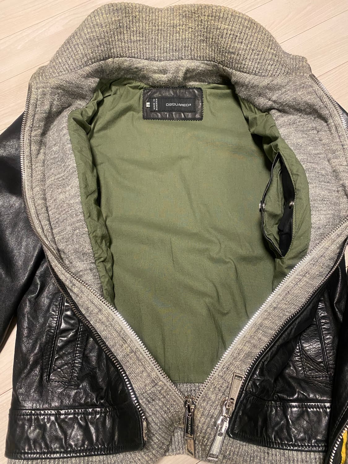 니트레이어드 라이더가죽 집업자켓 상품이미지4