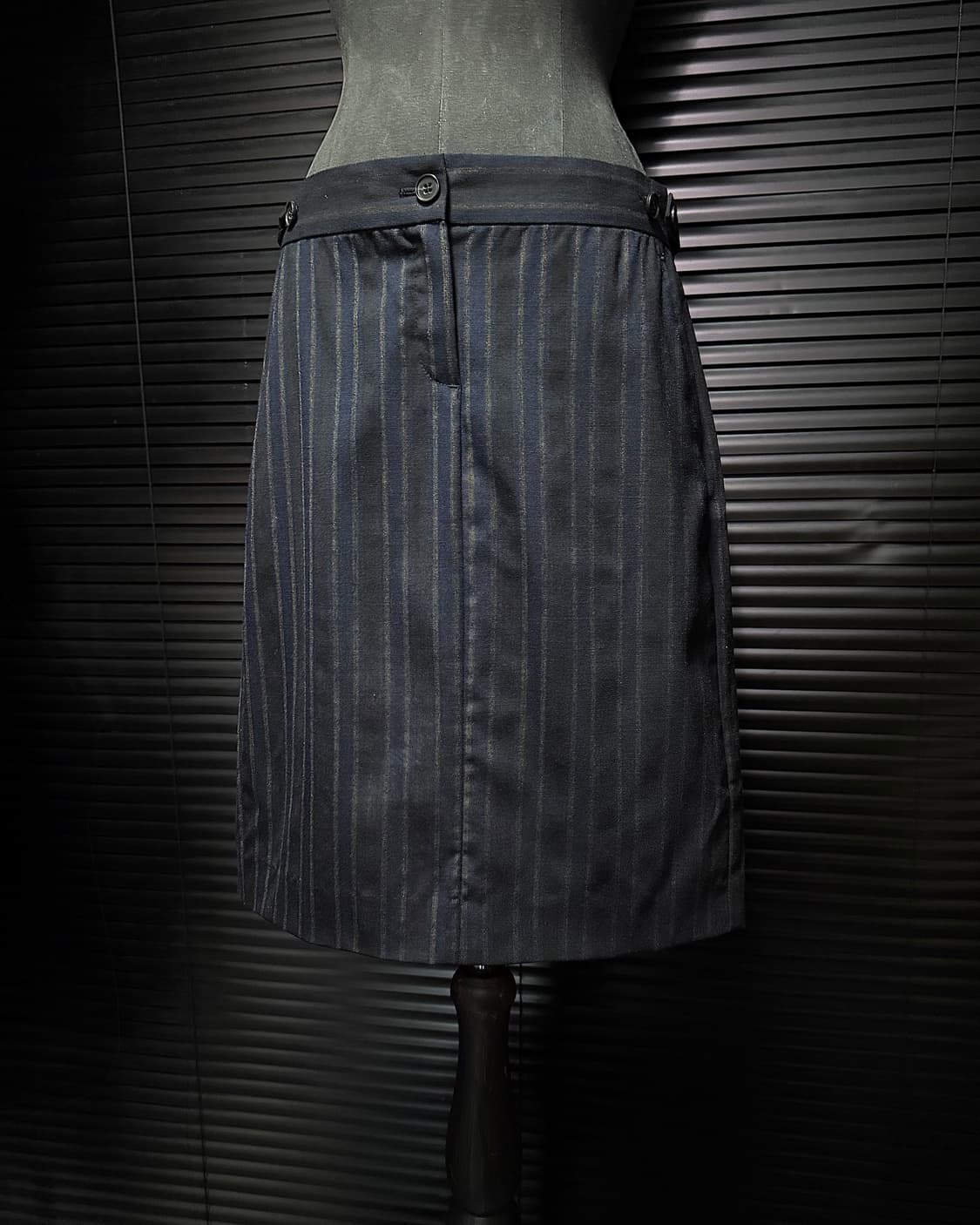 띠어리 울 모 스트라이프 남색 네이비 차콜 블랙 검정 오피스 치마 스커트 상품이미지1