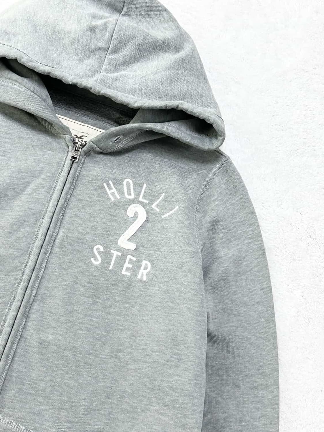 홀리스터 자수로고 그레이 후드집업 상품이미지6