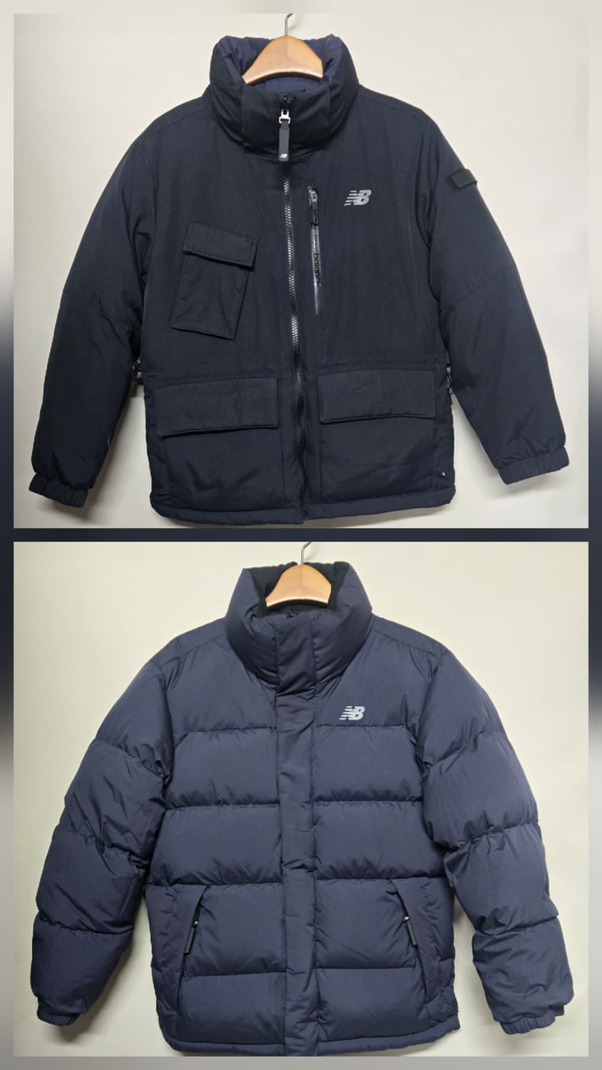 뉴발란스 리버시블  네이비 블랙  구스 숏 패딩 자켓 모자X 상품이미지1