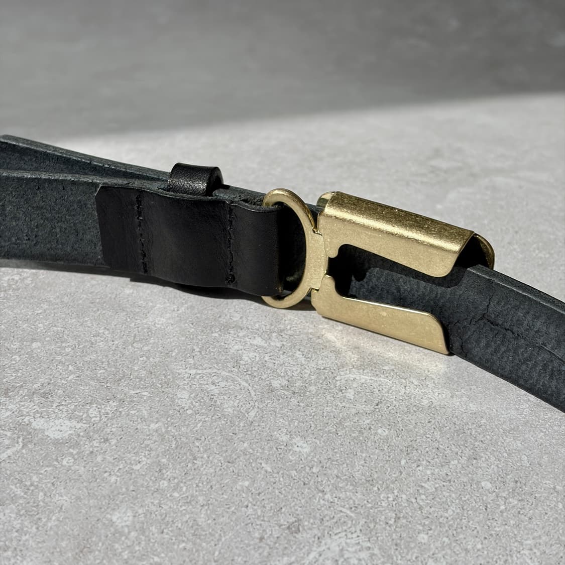 Oribell 미니멀 빈티지 골드 스틸 버클 이태리 베지터블 벨트 상품이미지8