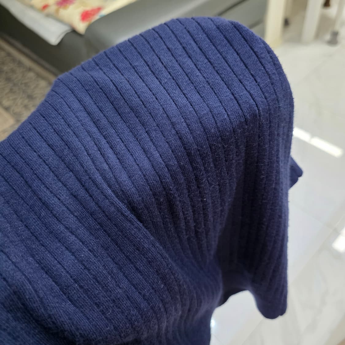 네이비 진주큐빅 스나계 모리걸st 골지니트블라우스 상품이미지5