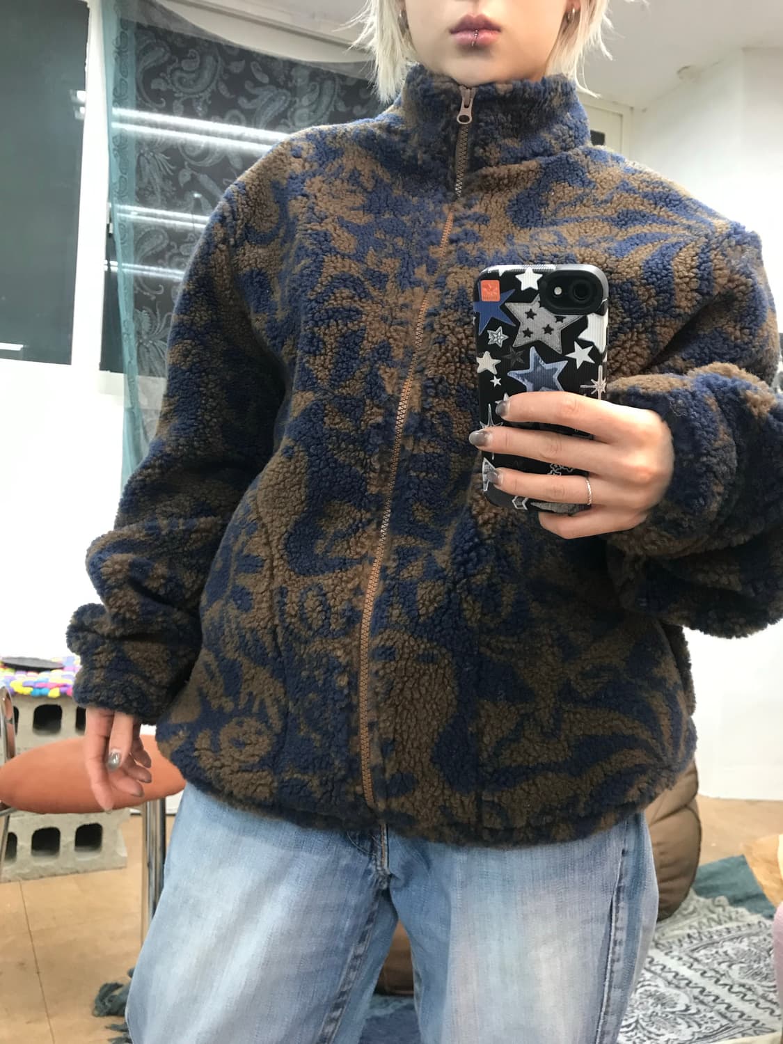 LORES x YETARO OHKAWARA 패턴 양털 후리스 자켓 상품이미지2