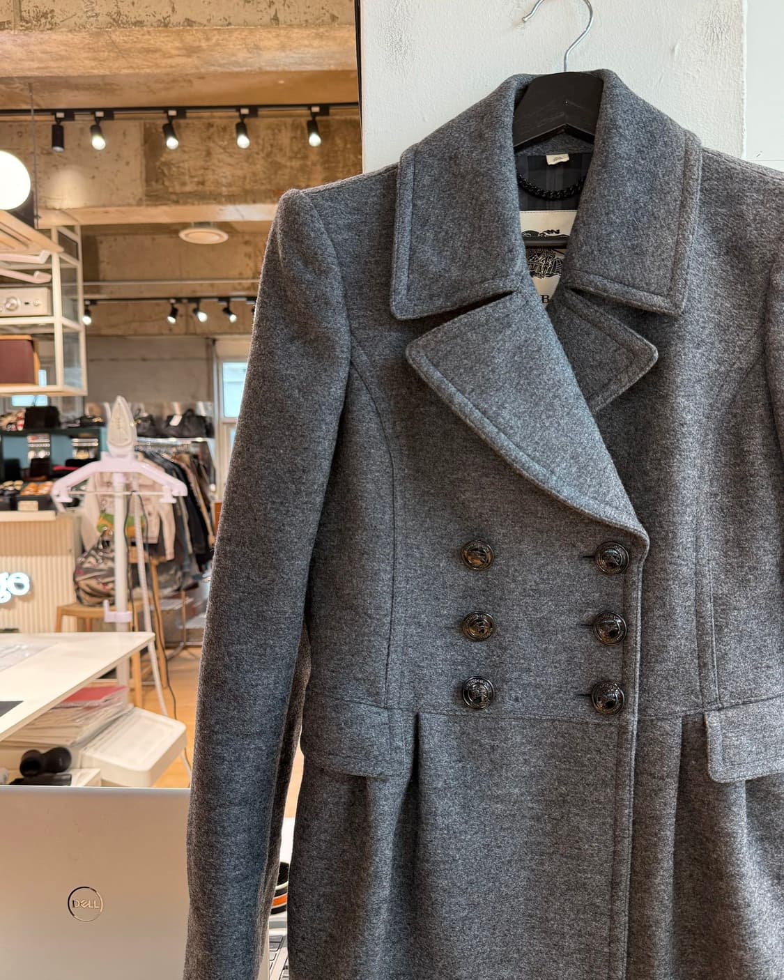 버버리 차콜 그레이 울 혼방 더블 브레스티드 코트 상품이미지4