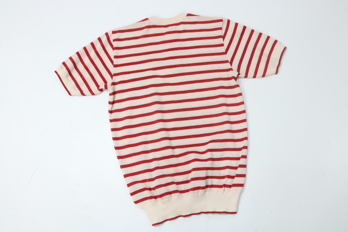 Pedrini Yachting 빈티지 레드 스트라이프 헨리넥 니트 (M) 상품이미지7