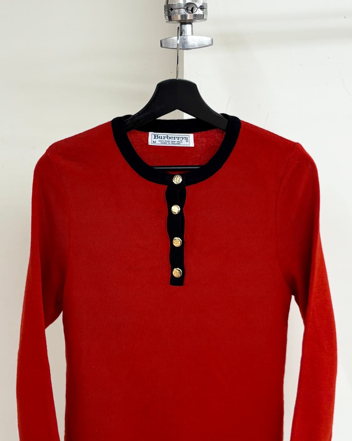 버버리 레드 하프버튼 울 니트 상품이미지2