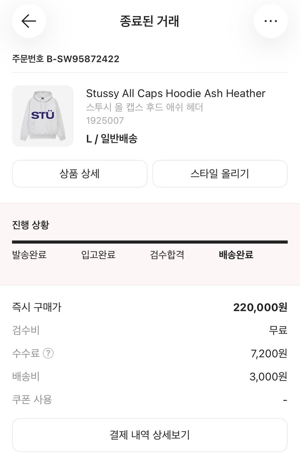 스투시 올 캡스 후드 애쉬 헤더 상품이미지5