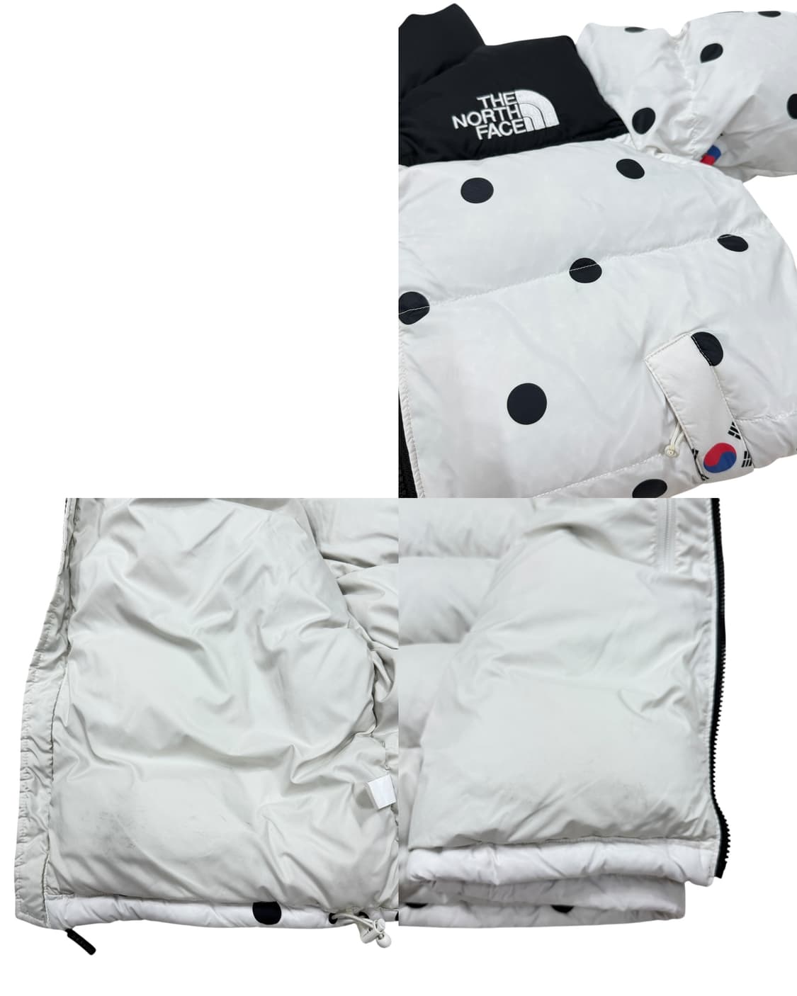 노스페이스 해외판 한정판 도트 땡땡이 태극기 코리아 눕시700패딩 화이트 상품이미지10