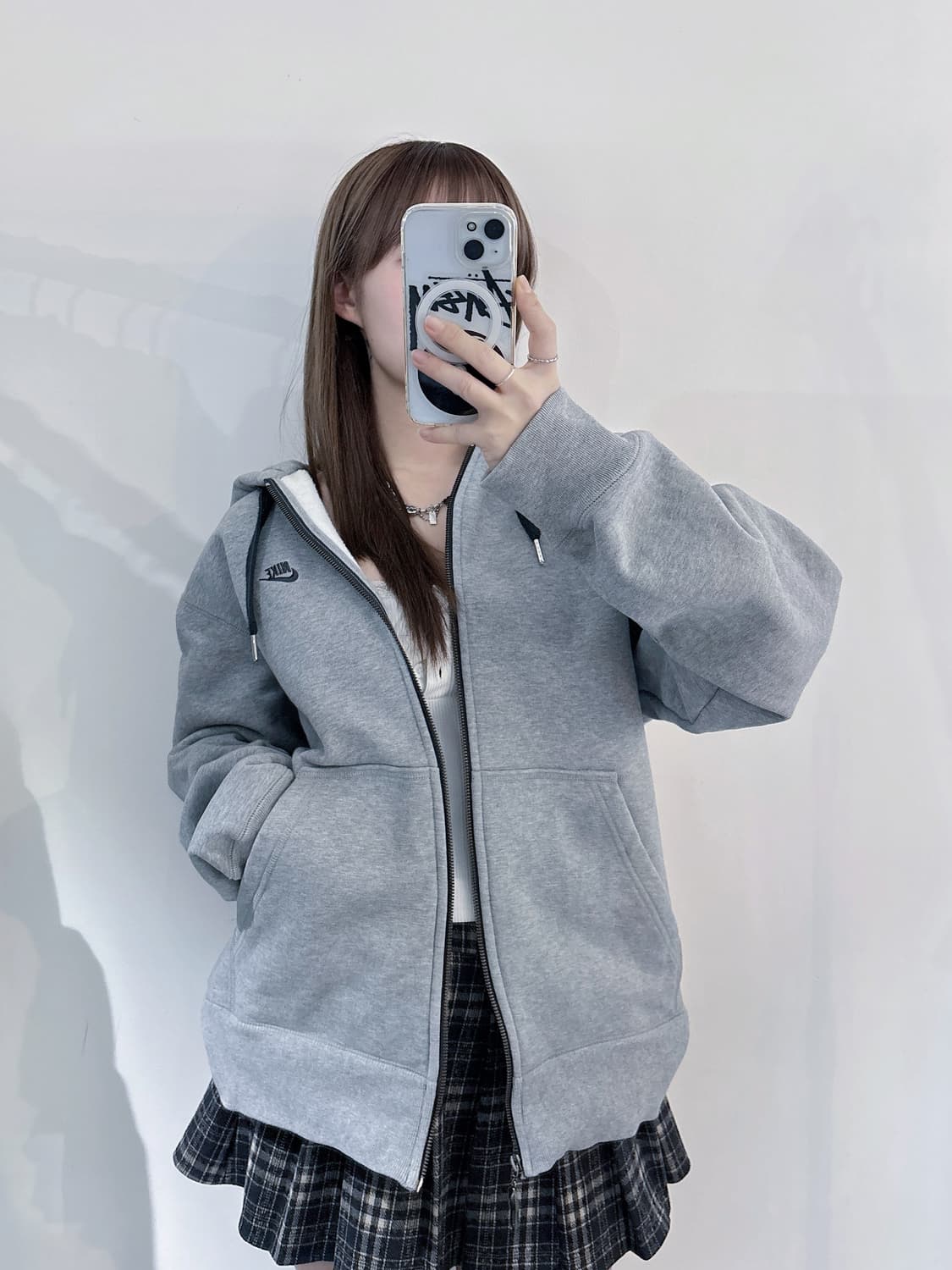 나이키 00‘s 그레이 헤비스웻 스우시 후드집업 상품이미지3