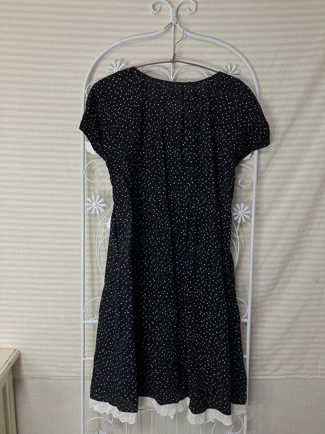 빈티지 네이비 땡땡이 레이스 원피스 y2k 스트릿 갸루 펑키 일본빈티지 상품이미지2