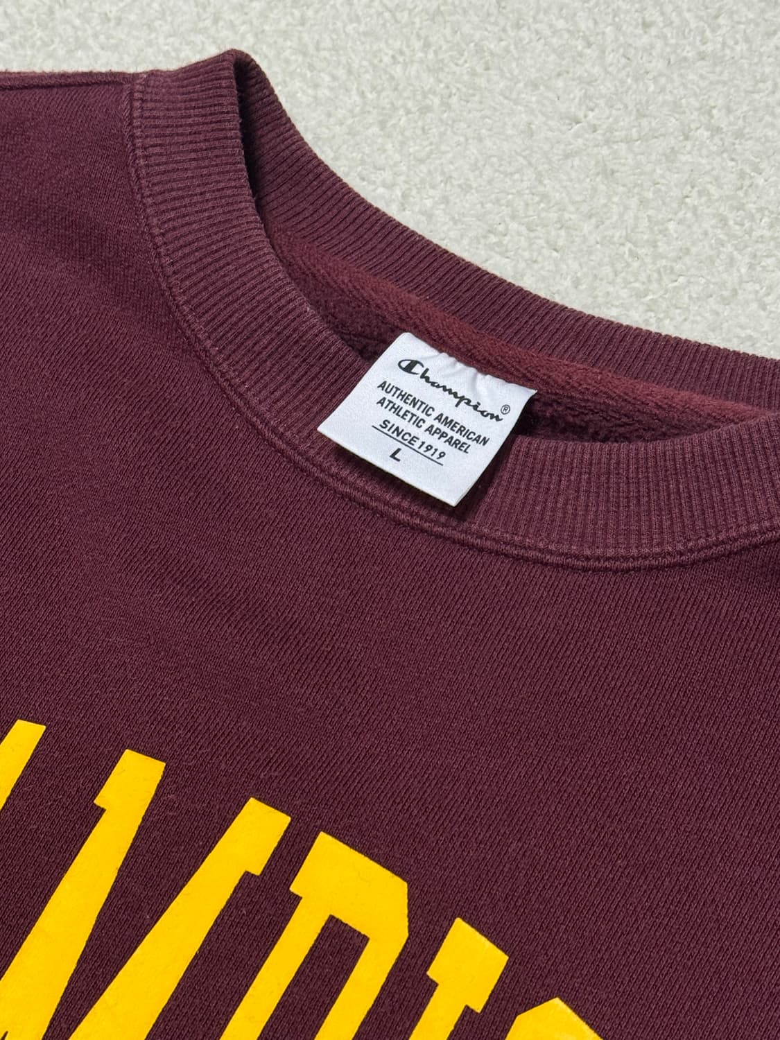 챔피온 버건디 옐로우 맨투맨  상품이미지4