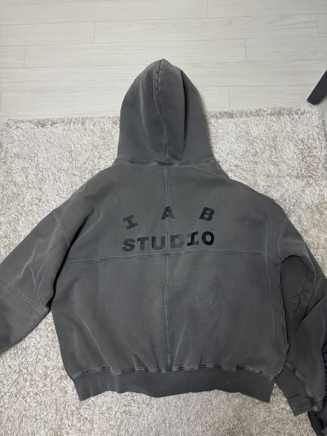 [XL] 아이앱 스튜디오 블록 피그먼트 후드 블랙 상품이미지3