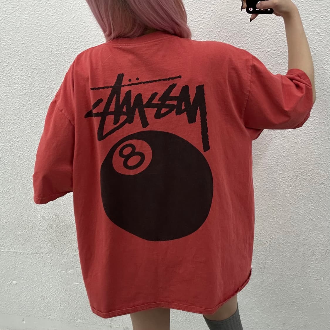 스투시 로고 파스텔 레드 반팔 XL 상품이미지2