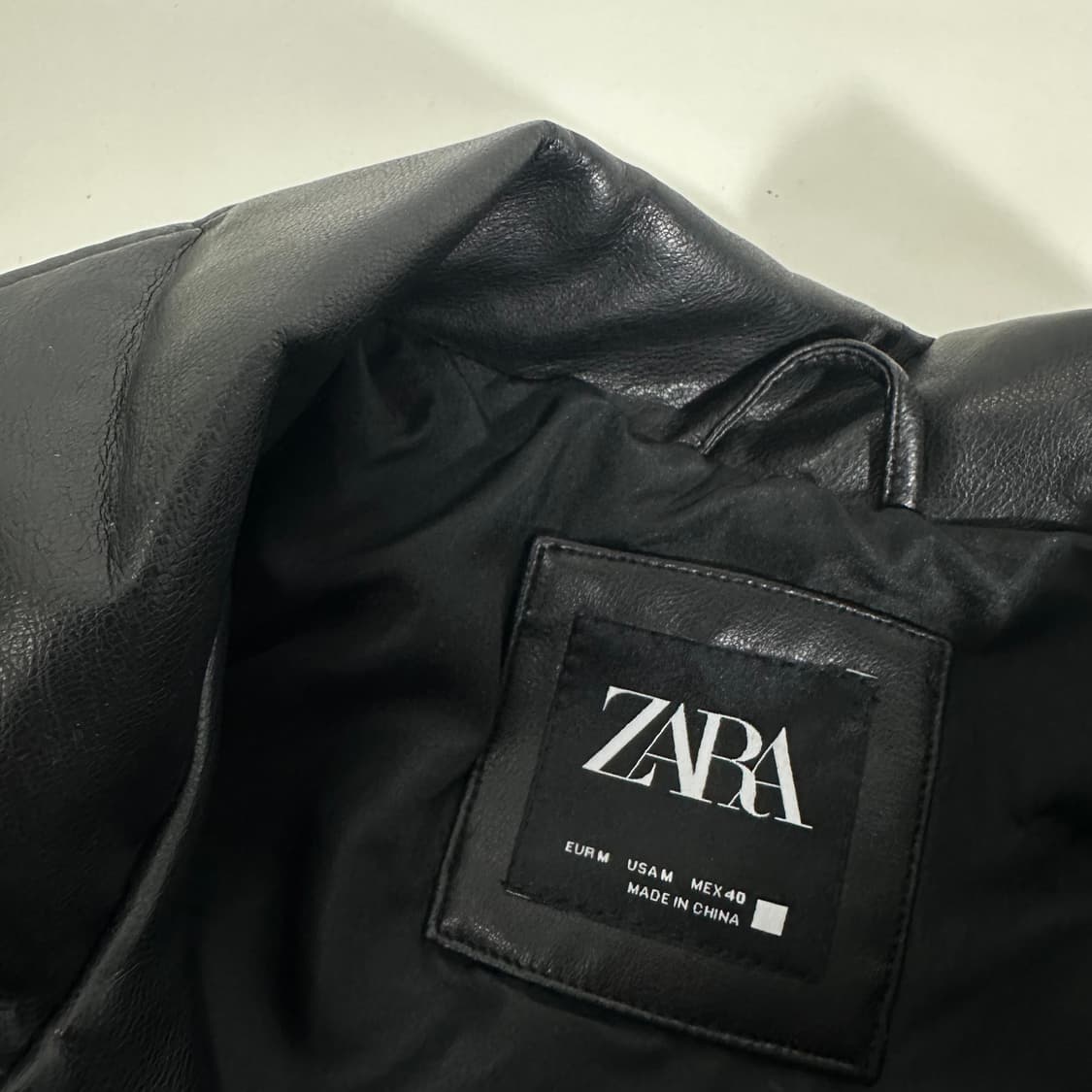 M 90-95 자라맨 블랙 페이크레더 가죽 라이더자켓 상품이미지4