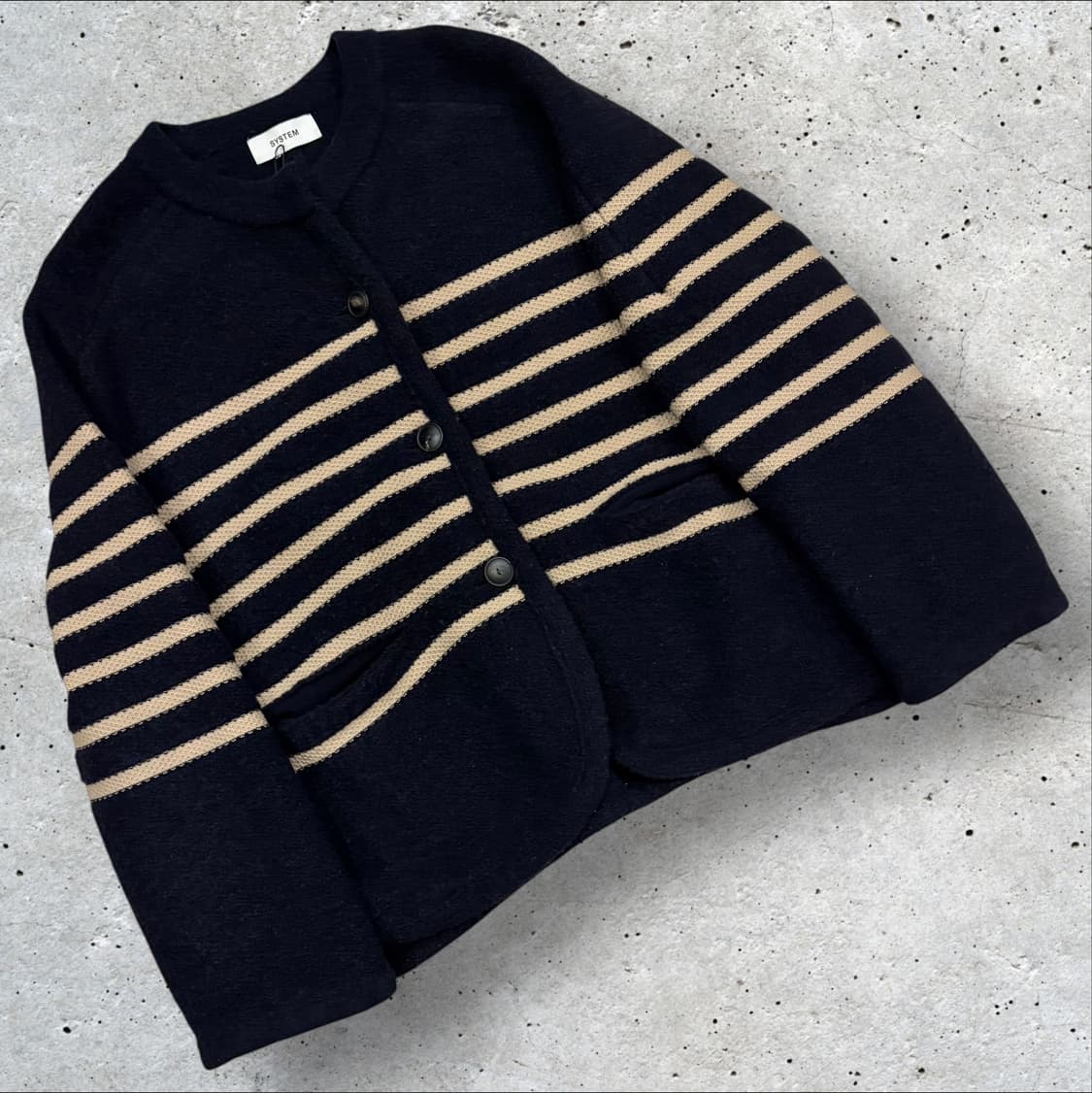 [90] SYSTEM 스트라이프 울 니트 가디건 D70 상품이미지1