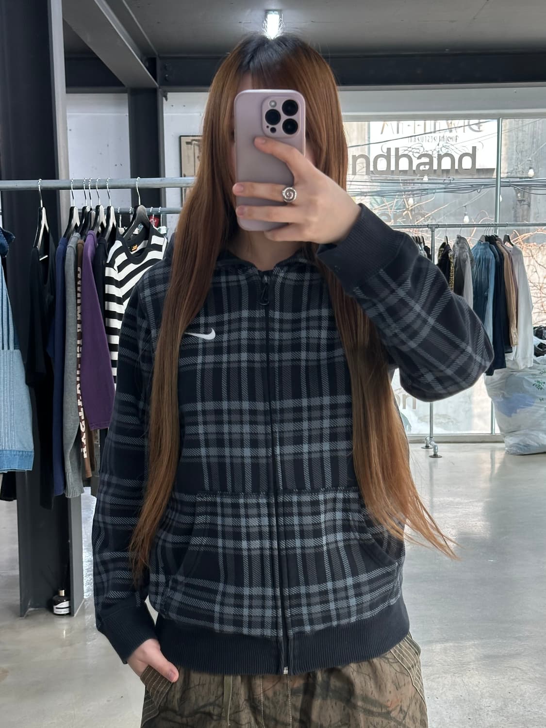 나이키 스우시 체크 후드집업 상품이미지2