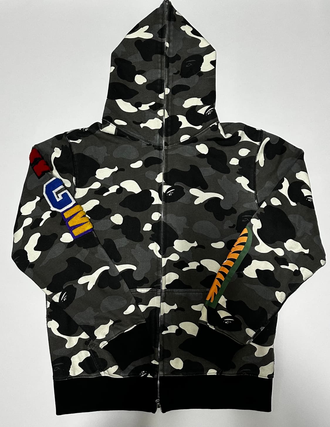 Bape 베이프 샤크 블랙 카모 후드집업 M-L 상품이미지2